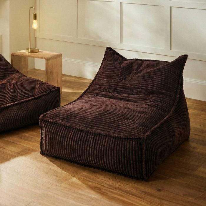 Cadence & Co. Wilde Ribbed Luxe Fleece Bean Bag Lounge Cover Chestnut Brown