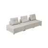 Foret 3pc Armless Seat Modular Extension Lounge Couch Velvet Fabrics Sofa Beige