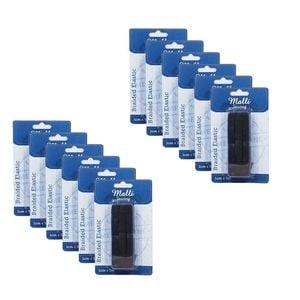 12pk Malli Braided Flat Portable Sewing Elastic Band Tape/cord 1cm X 5m Assorted