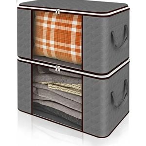 2 Pack Foldable Storage Bags Clothes Large Blanket Organizers Comforters Bedding