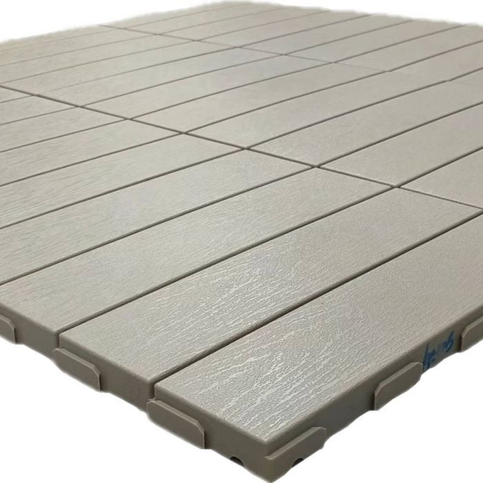 Syneco 30x30x2cm Polypropylene 4 Slats Decking Tile Warm Grey- 9 Pack 