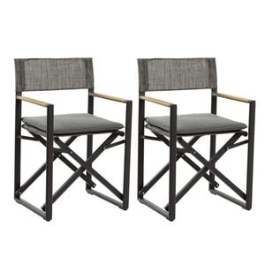 GRACE Deck Chair Anthracite with seat cushion (set of 2)