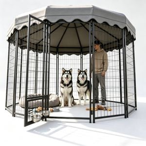 Advwin Pet Dog Kennel Heavy Duty Metal Dog Cage Outdoor Pet Cage Fence Pen House Enclosure
