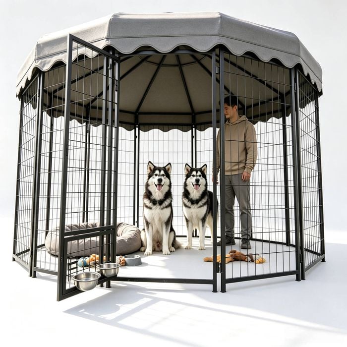 Advwin Pet Dog Kennel Heavy Duty Metal Dog Cage Outdoor Pet Cage Fence Pen House Enclosure