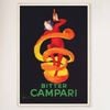 Galrie Bitter Campari Vintage Advertising Poster by Leonetto Cappiello Italian Art, Wood Frame, A1 60 x 84cm (23 x 33inch)