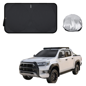 Front Windscreen Sun Shade for Toyota Hilux Double Cab 2015 - Current - Standard 150 x 85 cm - Black