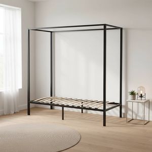 Palermo 4 Four Poster Single Bed Frame in Black