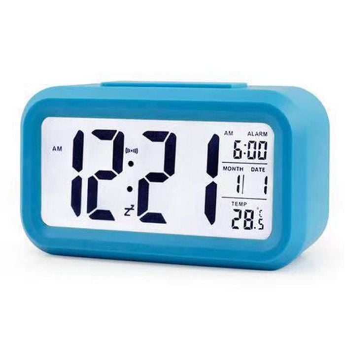 Catzon Led Display Alarm Clock With Temperature Tester 12/24h Mode-blue
