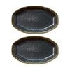 2pk Ecology Midnight Matte Glaze Gretta Oval Platter Serveware 26x15.5cm