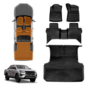 3d Floor Mats Tub Liner Set For Toyota Hilux Dual Cab Auto 2016-2025 J-deck Heavy Duty All Weather Car Mats