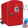 Koolatron 4l Red Retro Mini Fridge Bluetooth Speaker Portable Refrigerator Personal Cooler