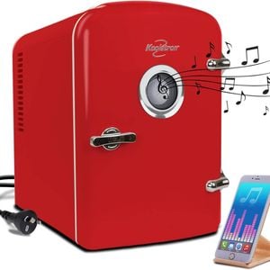 Koolatron Mini Fridge with Bluetooth Speaker 4L Red