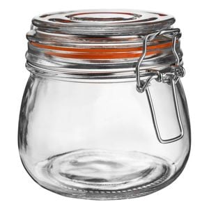 Argon Tableware Glass Storage Jar - 500ml/17.6oz - 4 Colour Seals Airtight Kitchen Storage Container Preserving Jar