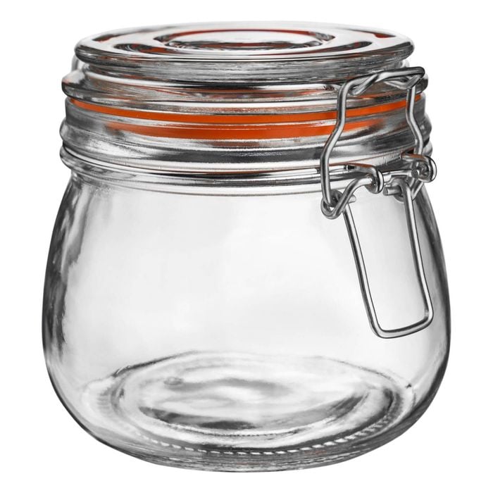 Argon Tableware Glass Storage Jar - 500ml/17.6oz - 4 Colour Seals Airtight Kitchen Storage Container Preserving Jar