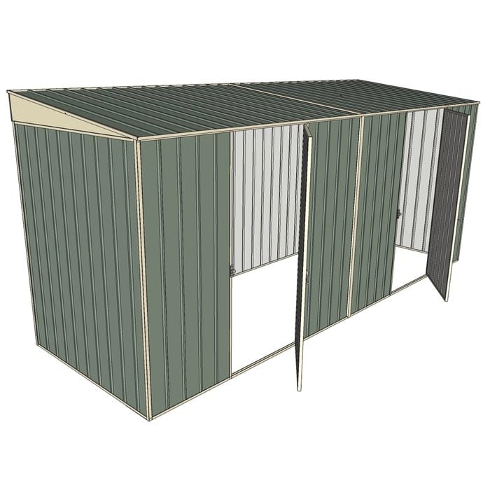Build-a-Shed 1.5 x 4.5 x 2m Dual Single Hinged Side Door Skillion Shed - Green