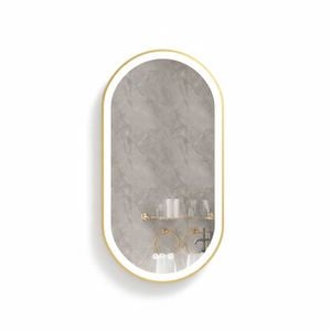 P&P Gold Oval LED Mirror Anti Fog Dimmable Touch Modern Bathroom Vanity Style