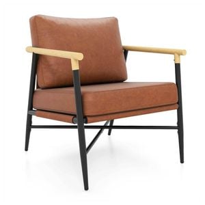 Costway Pu Leather Accent Chair Modern Upholstered Reading Makeup Seat