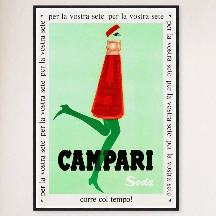 Galrie Vintage Campari Soda Poster from Italy 1968 Iconic Artwork for Home Décor, Black Frame, A2 42 x 60cm (16 x 24inch)