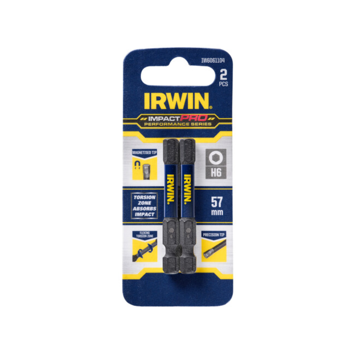 IRWIN 57mm Impact Pro Performance Hex 6 - 2 Pack