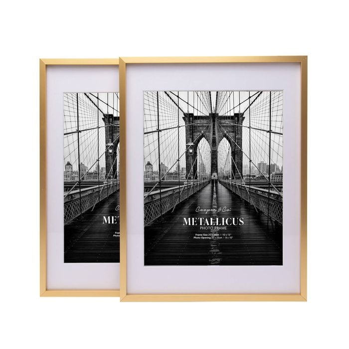 Cooper & Co. 10 x 13inch Mat to 8 x 10inch Set of 2 Gold Premium Metallicus Metal Photo Frames