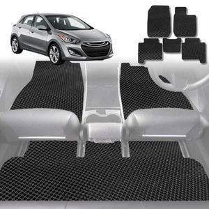6D Diamond Car Floor Mats for Hyundai Elantra 2011-2015-Full Set-Black-Outback GT
