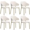 Oikiture 6x Dining Chair Accent Chairs Armchair Tub Armchairs Sherpa Gold&White