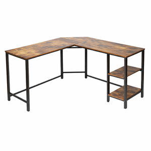 Foret Computer Desk L-shape Office Corner Table Storage Study Work Metal Antique