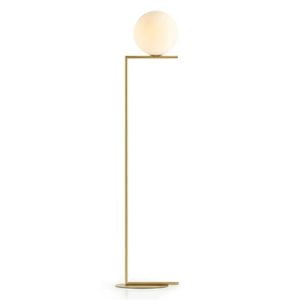 Nordhavn Modern Glass Globe Floor Lamp, Standing Light Gold with E14 Warm Bulb