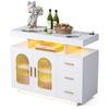 Advwin Buffet Sideboard Cabinet With RGB LED Light and Charging Station Console Coffee Bar  White