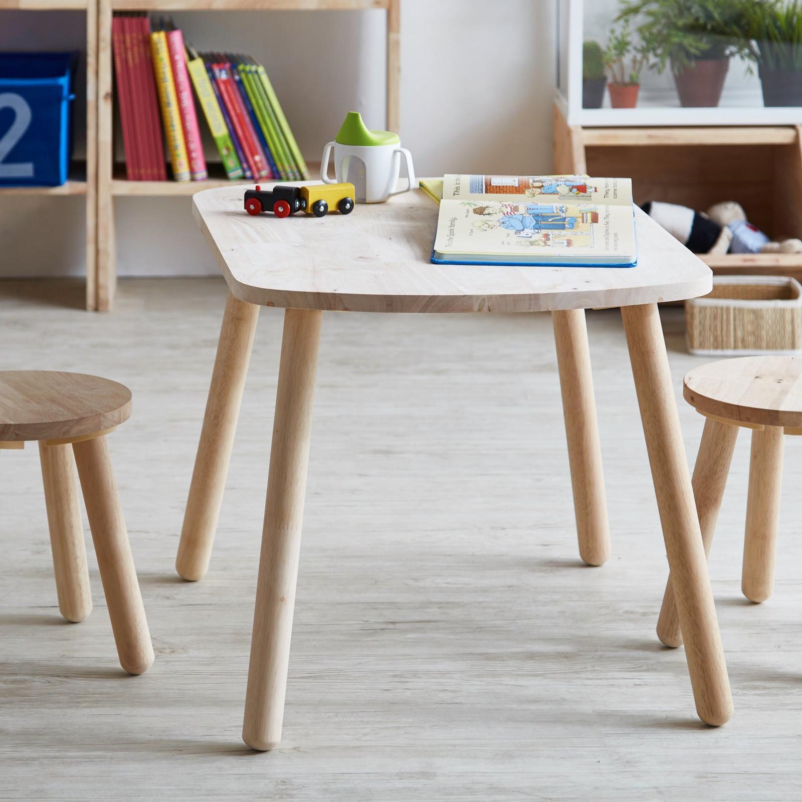 Natural Signature 2 Seater Raw Natural 3 Piece Smart Kids Table and Stool Set Bunnings Australia