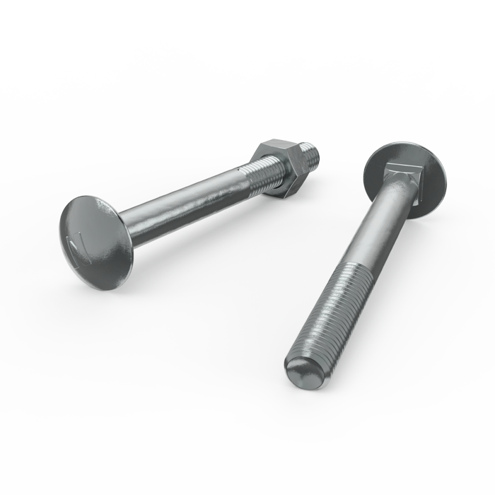 ZENITH M10 x 100mm Zinc Plated Cup Head Bolt and Nut - Each