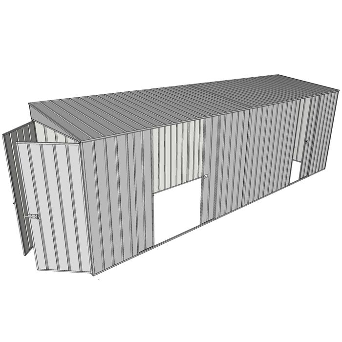 Build-a-Shed 1.5 x 6 x 2m Skillion Double and Single Sliding Side Doors Shed - Zinc