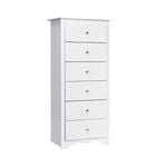 Costway 6 Chest of Drawers Tallboy Storage Cabinet Living Bedroom White