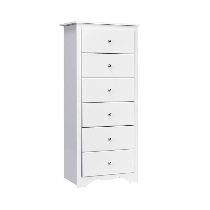Costway 6 Chest of Drawers Tallboy Storage Cabinet Living Bedroom White