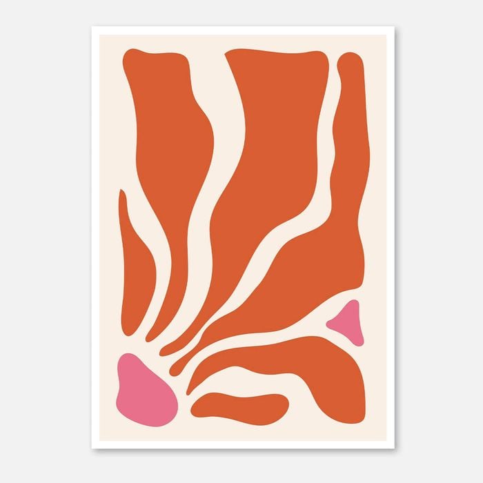 Galrie Vibrant Abstract Orange and Pink Minimalist Art Print for Modern Decor, Poster Only, A1 60 x 84cm (23 x 33inch)