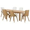 Oikiture 200cm Extendable Dining Table with 6PCS Dining Chairs PU Leather White