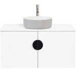 CIBO 900mm White Mornington Wall Hung Vanity With Light Grey / White Basin And Black Handle
