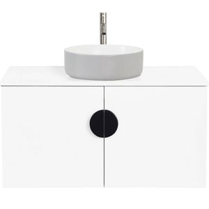 CIBO 900mm White Mornington Wall Hung Vanity with Light Grey / White Basin and Black Handle