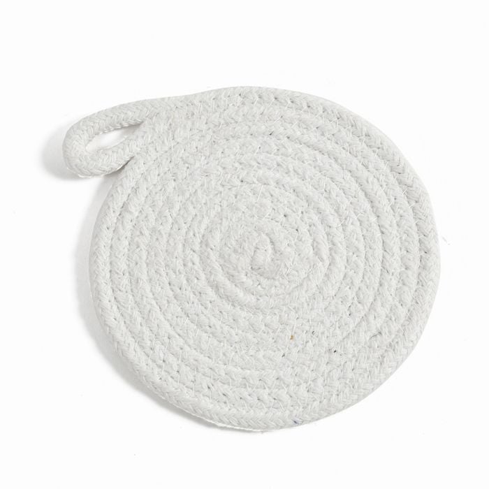 Yarra Textiles Set of 4 100% Cotton Coasters for Drinks/Glasses - Sunny 12cm White