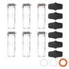 Argon Tableware 3x Glass Spaghetti Jar & Labels Set - 2l/70.3oz 4 Colour Seals Airtight Kitchen Storage Container Preserving Jar
