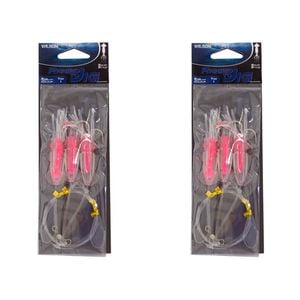 2x Wilson Rigged to Jig Rig 3 Hook Squid Style Jig Fully UV Active - Colour #1