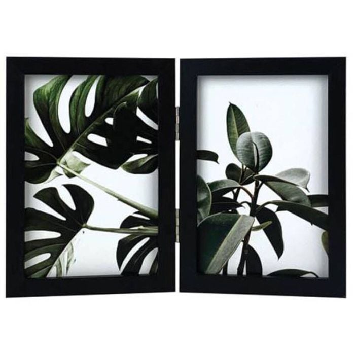 Frankie & Me Hinged 4x6'' Double Picture Frame Home/Office Photo Decor Black