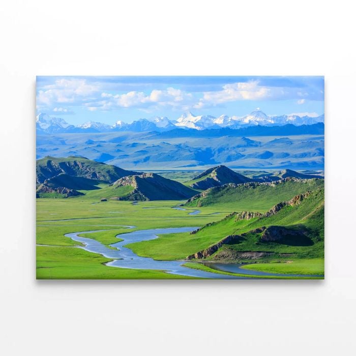 Grassland and Mountain in China   Print 100% Australian Made 75 x 50cm  (Stretched)