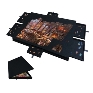 Provecta 1000 Piece Jigsaw Puzzle Board with 6 Drawers Felt Sorting Table Portable Storage Black Puzzle Mat