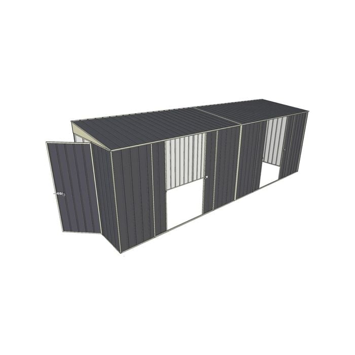 Build-a-Shed 1.5 x 6 x 2m Sliding Door Tunnel Shed with 2 Double Sliding Side Doors - Grey