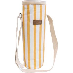 LVD Sun Insulated Canvas Wine Cooler Bag 12x33cm Yellow/White Stripes