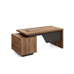 DreasyTech 160/180CM Executive Office Desk Modern Adjustable With Right Return Brown Oak Colour