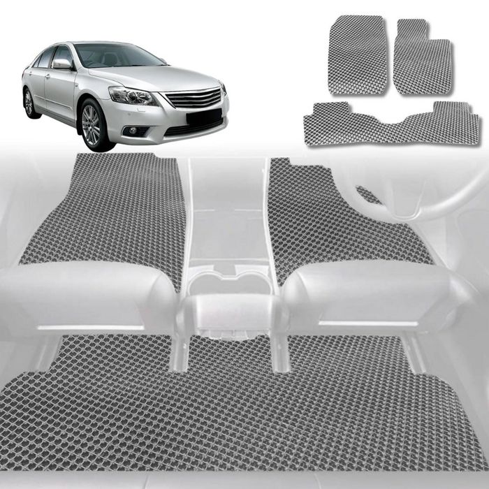 6D Diamond Car Floor Mats for Toyota Aurion 2006-2012-Full Set-Grey-Outback GT