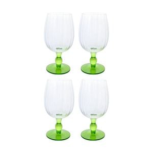 4pk Lvd Decorative Indian Green Wine Glass Barware/drinkware Decor 375ml 12x9cm