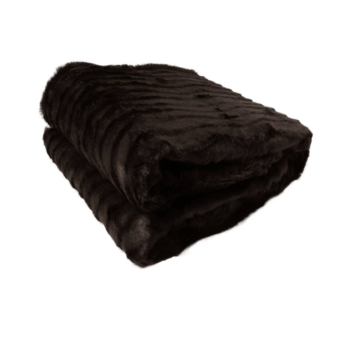 Bloomington Faux Fur Striped Throw Rug 127 x 152 cm Dark Chocolate ...
